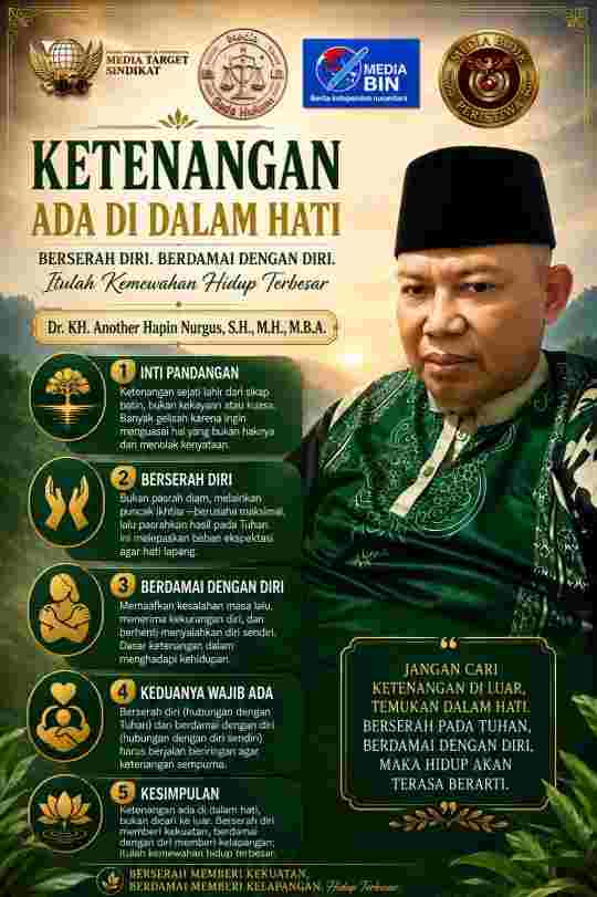 DR. KH. ANOTHER HAPIN NURGUS: BERSERAH DIRI DAN BERDAMAI DENGAN DIRI ADALAH KUNCI KETENANGAN HAKIKI